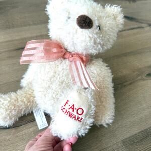 FAO Schwarz 14" Teddy Bear Plush Stuffed Animal Cream Soft Toy Collectible